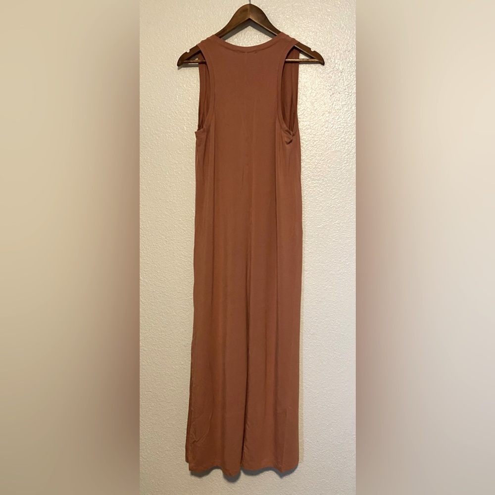 Be Cool Women’s Sleeveless V-Neck Light Brick Color Maxi Dress Size L - Picture 4 of 6